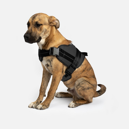 Heavy Duty Harness Black - Durable and Adjustable Dog Harness with Reflective Stripes and Handle