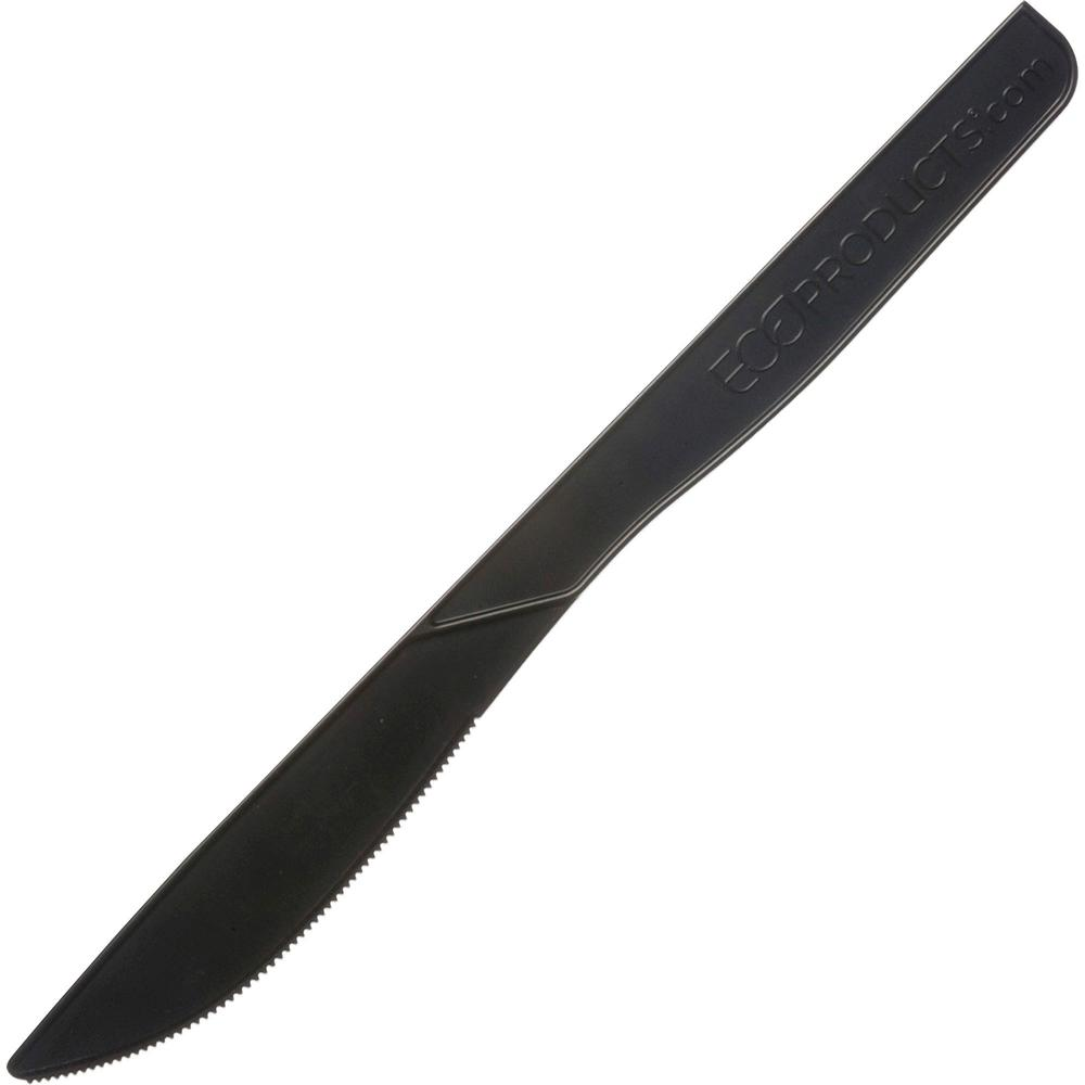 Eco-Products 6" Recycled Polystyrene Knives - 20/Carton - Black | Sustainable Cutlery