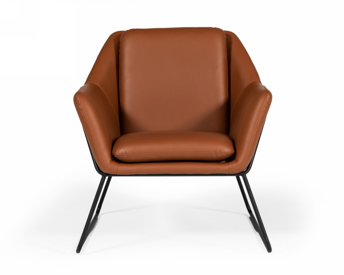 Industrial Brown Eco Leather and Black Metal Chair - Comfortable and Stylish