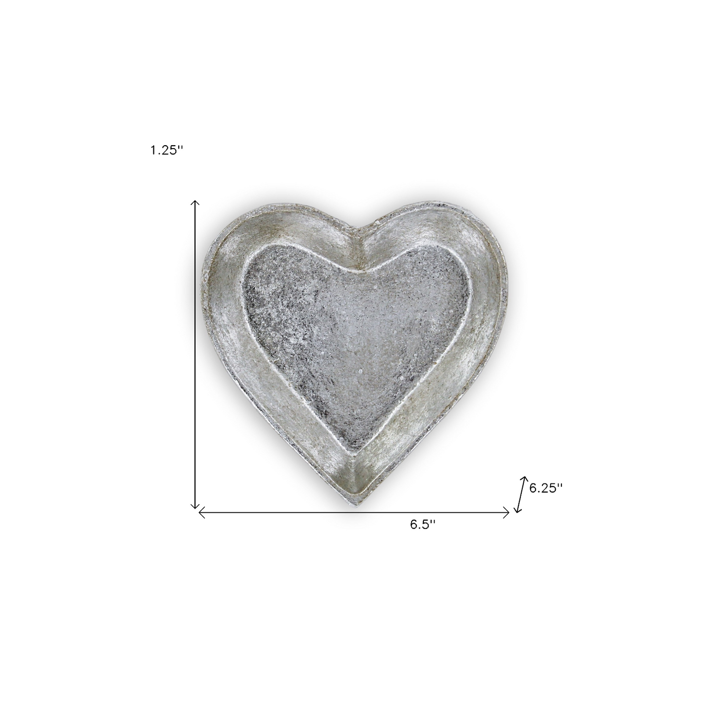 7" Silver Heart Cast Iron Handmade Vanity Tray - Decorative Metal Tray for Home