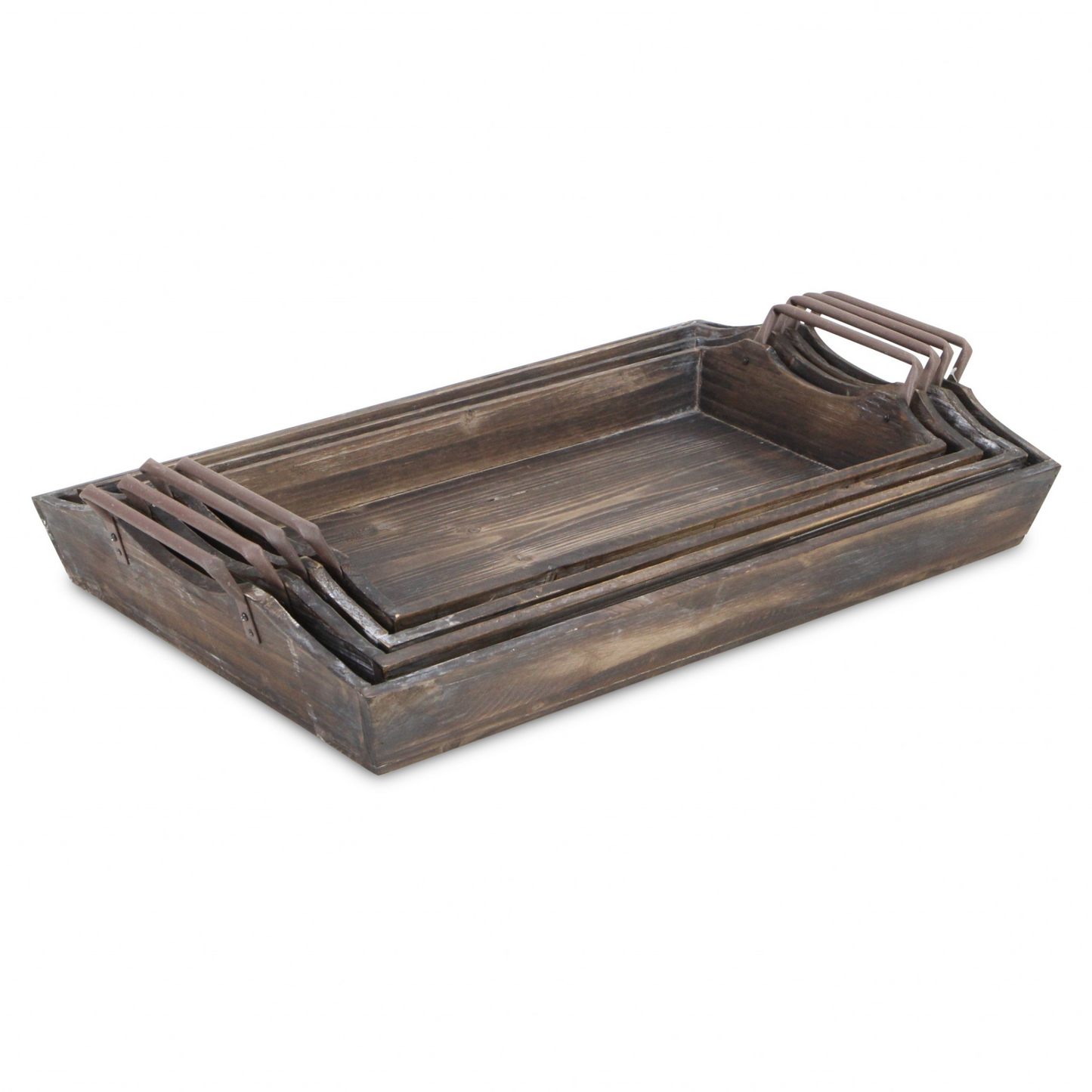 22" Brown Rectangular Wood Handmade Tray Handles - Serve in Style