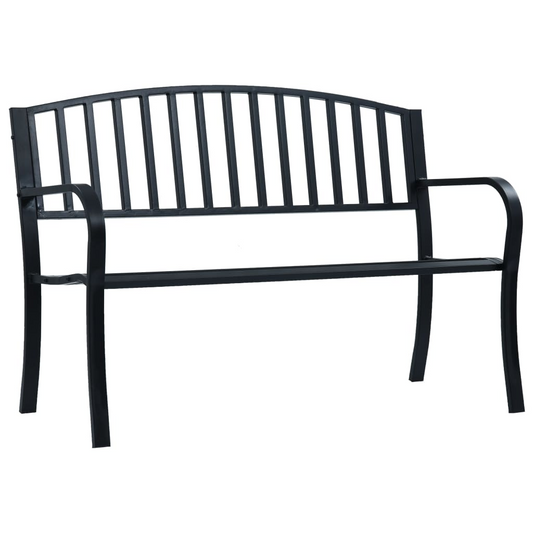 vidaXL Patio Bench Black 47.2" Steel - Durable and Comfortable Outdoor Furniture