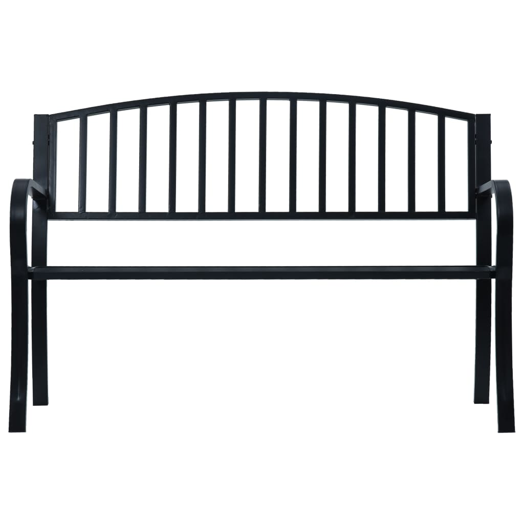 vidaXL Patio Bench Black 47.2" Steel - Durable and Comfortable Outdoor Furniture