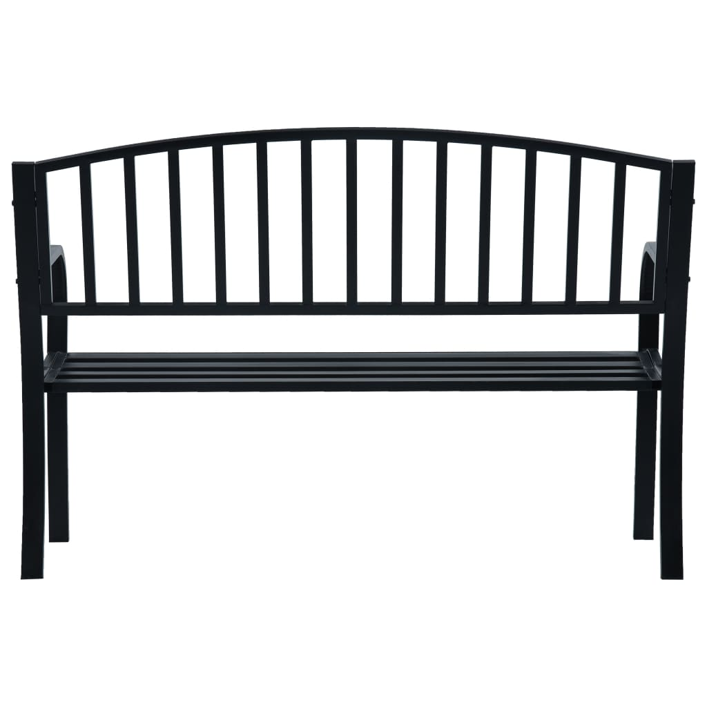 vidaXL Patio Bench Black 47.2" Steel - Durable and Comfortable Outdoor Furniture