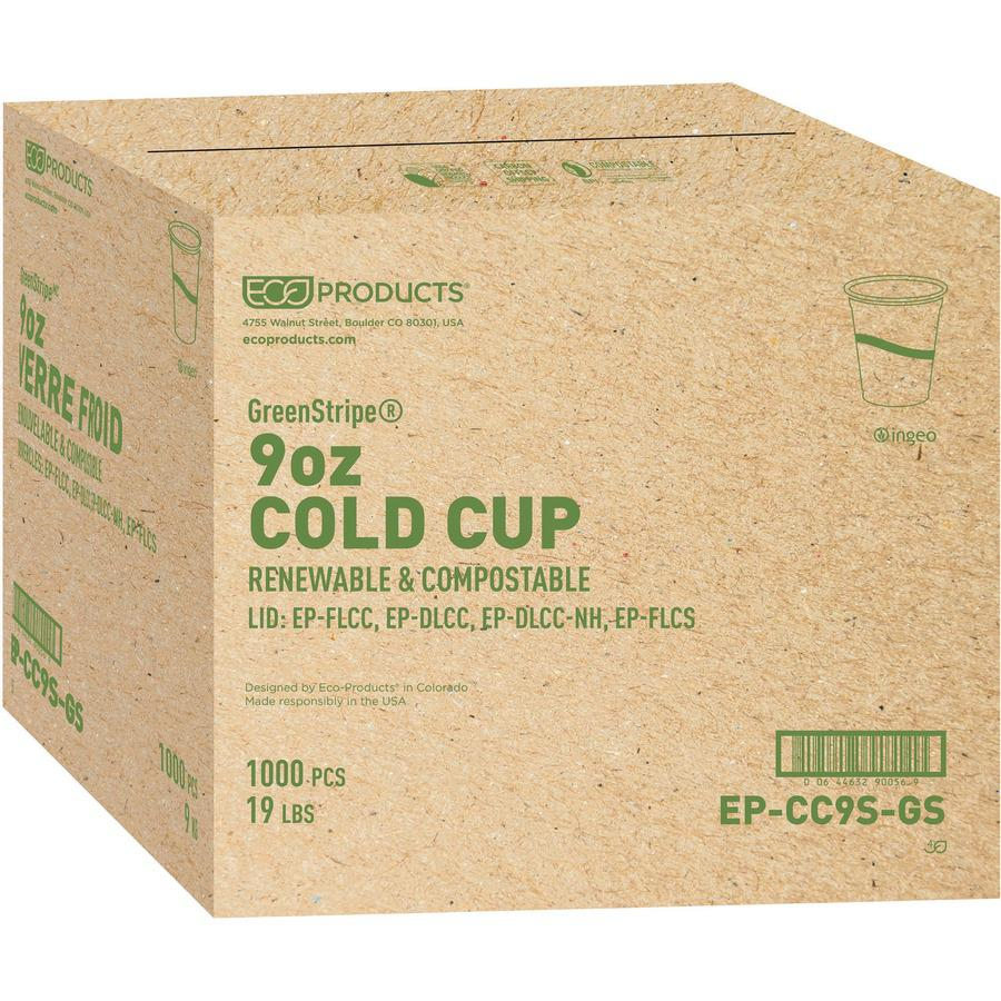 Eco-Products 9 oz GreenStripe Cold Cups - Renewable and Compostable