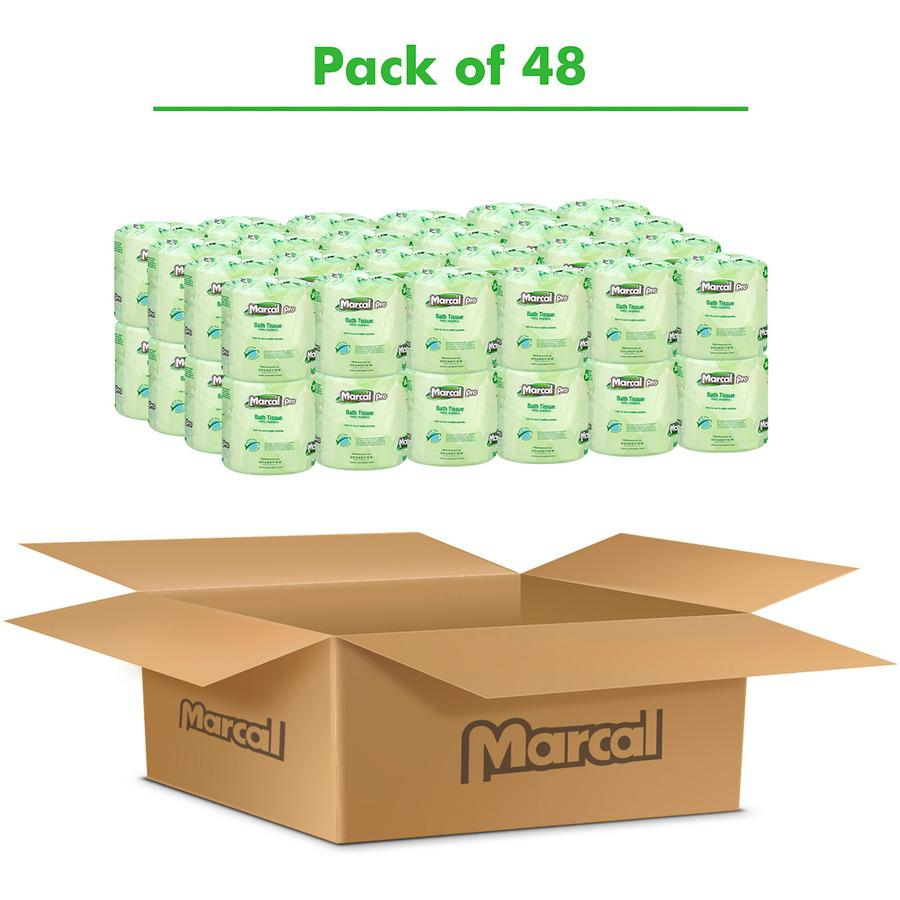 Marcal Pro 100% Recycled Bathroom Tissue - Eco-Friendly, Septic Safe, 500 Sheets/Roll