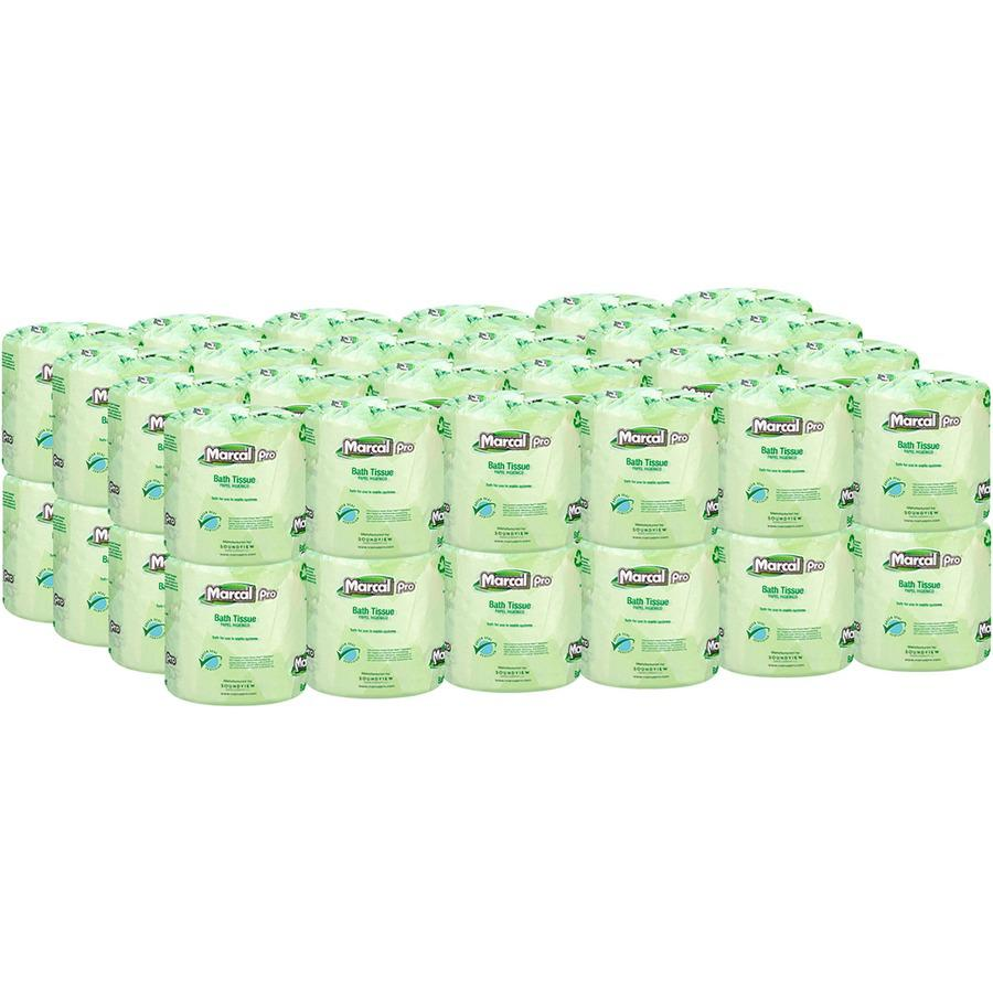 Marcal Pro 100% Recycled Bathroom Tissue - Eco-Friendly, Septic Safe, 500 Sheets/Roll