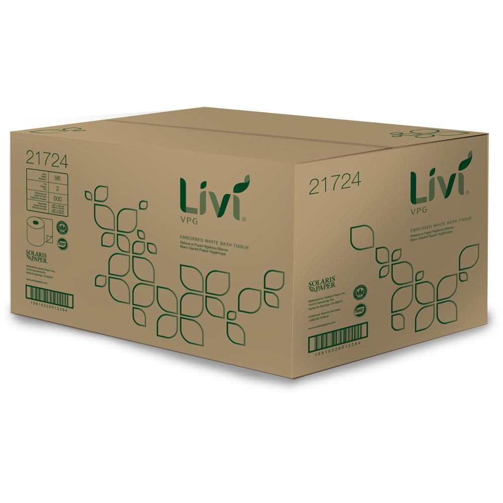 Livi Solaris Paper Two-ply Bath Tissue - White - 500 Sheets/Roll - Eco-friendly - Soft - Individually Wrapped - 96 / Carton