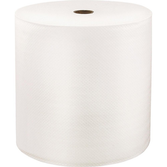 LoCor Hardwound Roll Towels - 1 Ply - 7" x 1000 ft - Bright White - Fiber - Eco-friendly, Soft, Absorbent, Strong - For Hand - 6 / Carton