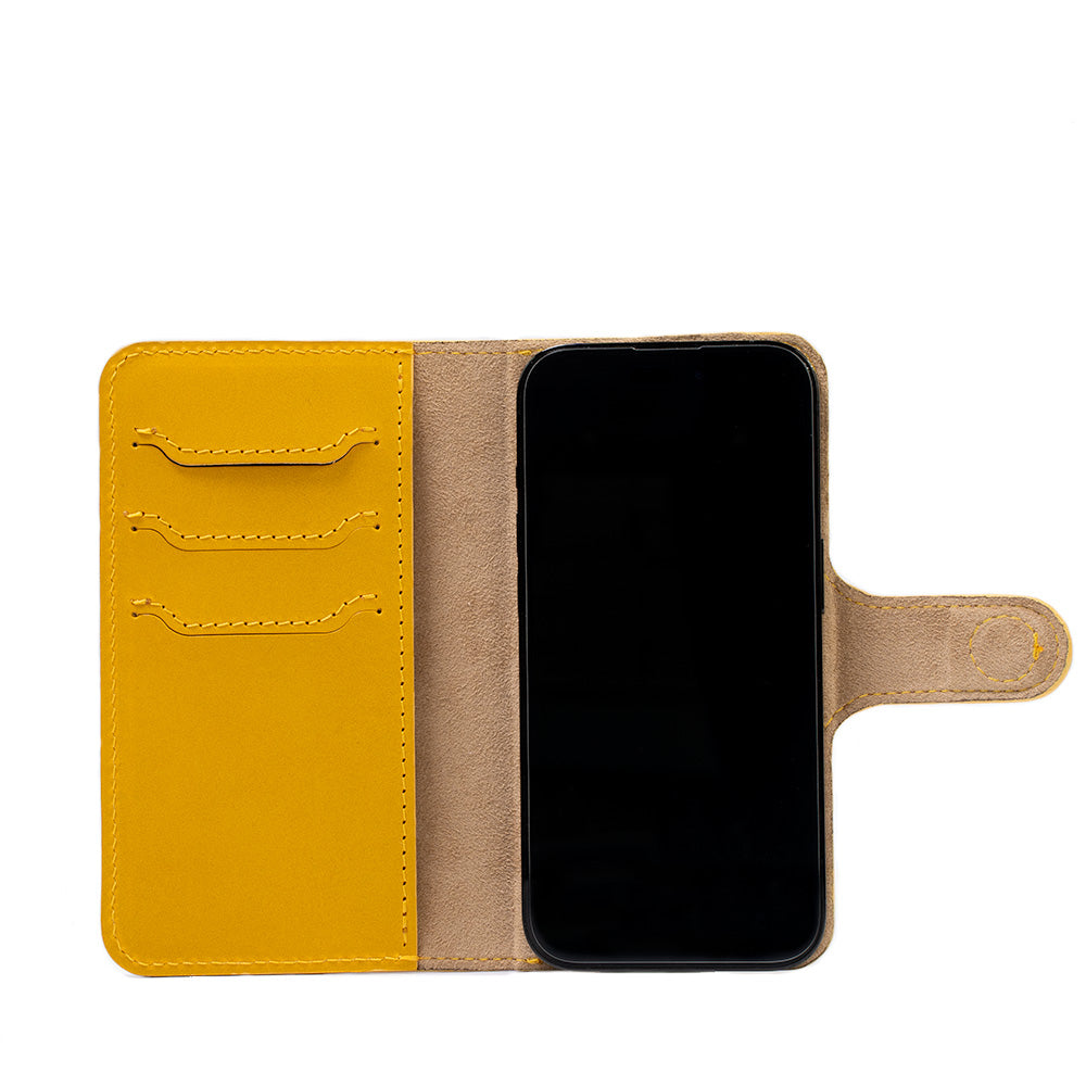 iPhone 14 Series Leather MagSafe Folio Case Wallet with Grip - Premium Full-Grain Vegetable-Tanned Leather