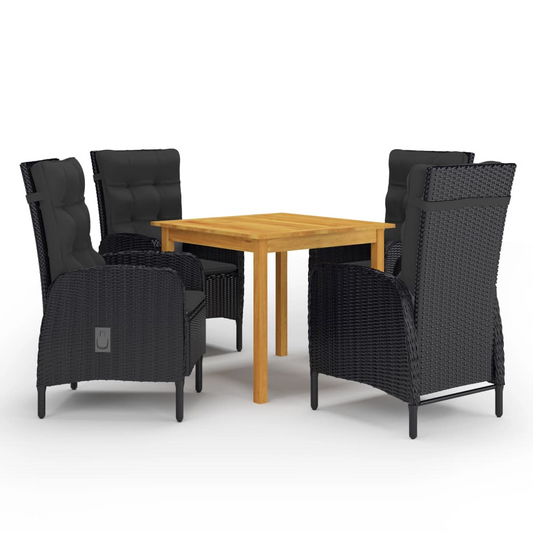 vidaXL 5 Piece Patio Dining Set Black - Outdoor Furniture for Stylish and Comfortable Dining