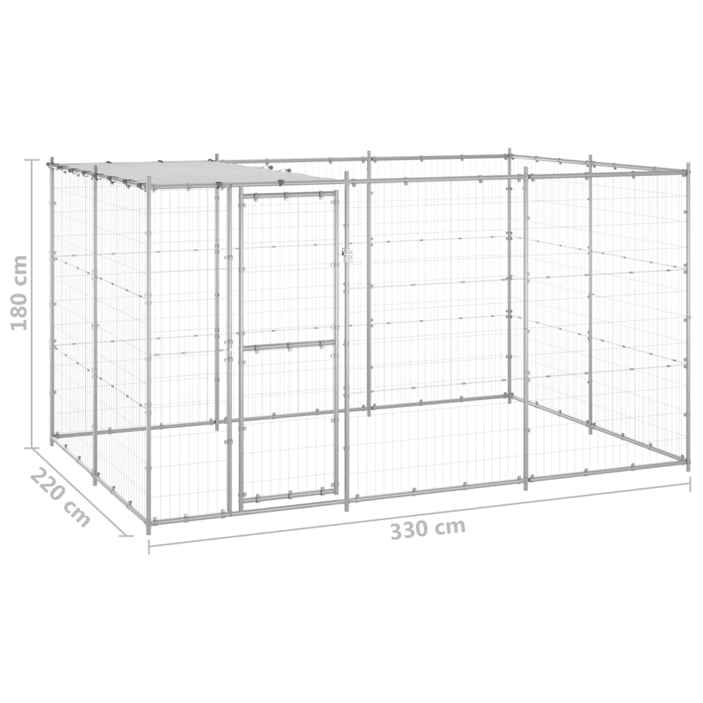 vidaXL Outdoor Dog Kennel Galvanized Steel with Roof 78.1 ft²