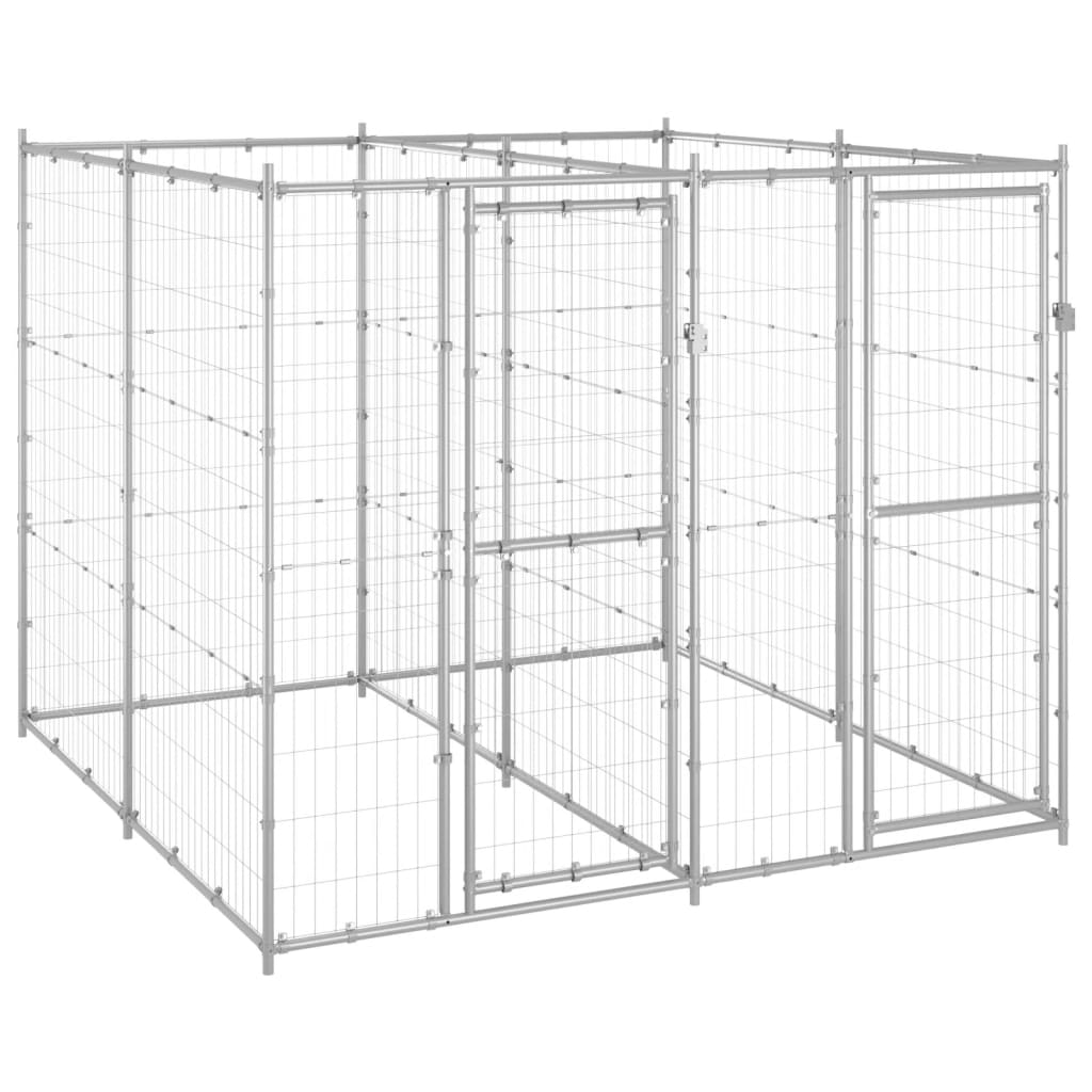 vidaXL Outdoor Dog Kennel Galvanized Steel 52.1 ft²