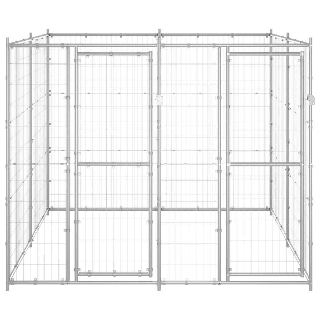 vidaXL Outdoor Dog Kennel Galvanized Steel 52.1 ft²