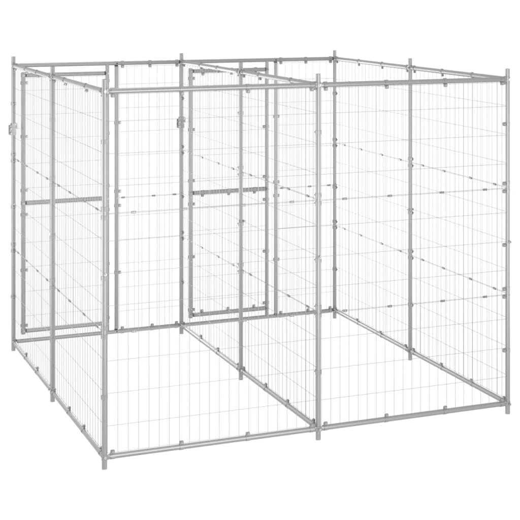 vidaXL Outdoor Dog Kennel Galvanized Steel 52.1 ft²