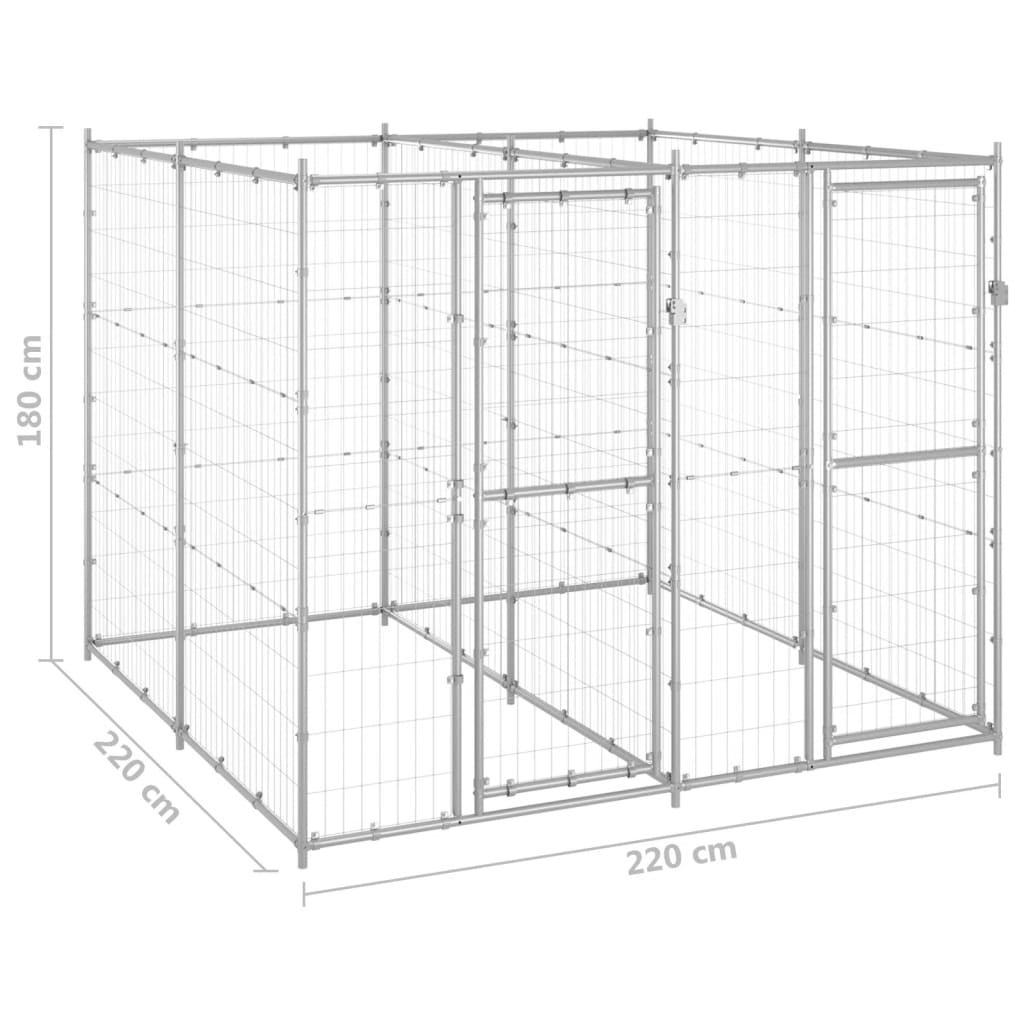 vidaXL Outdoor Dog Kennel Galvanized Steel 52.1 ft²