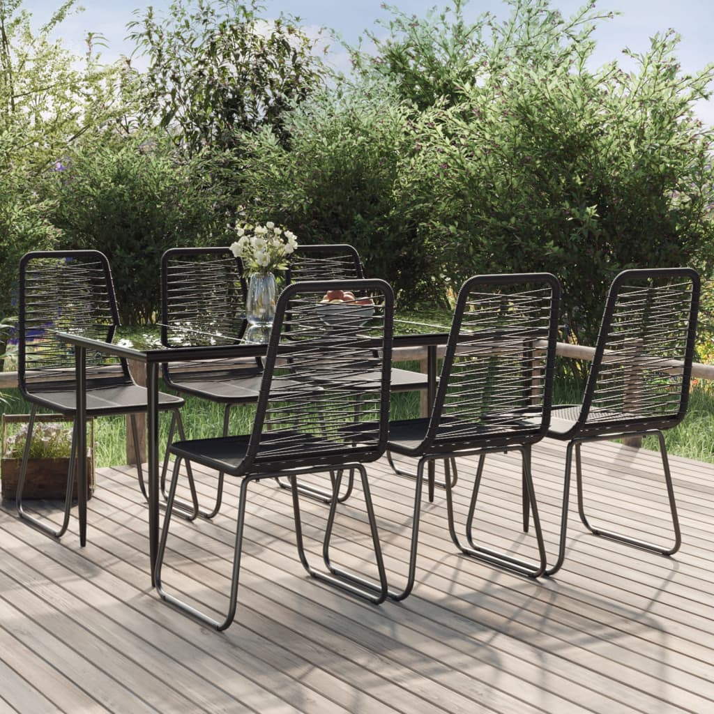 vidaXL 7 Piece Patio Dining Set Black - Weather-resistant and Sturdy