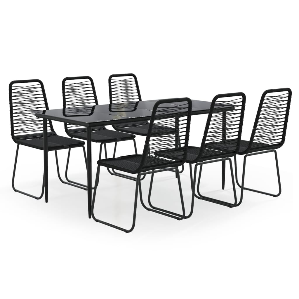 vidaXL 7 Piece Patio Dining Set Black - Weather-resistant and Sturdy