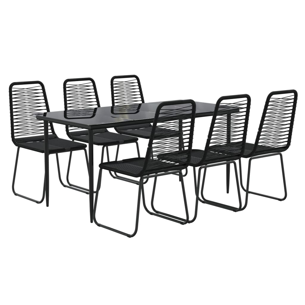 vidaXL 7 Piece Patio Dining Set Black - Weather-resistant and Sturdy