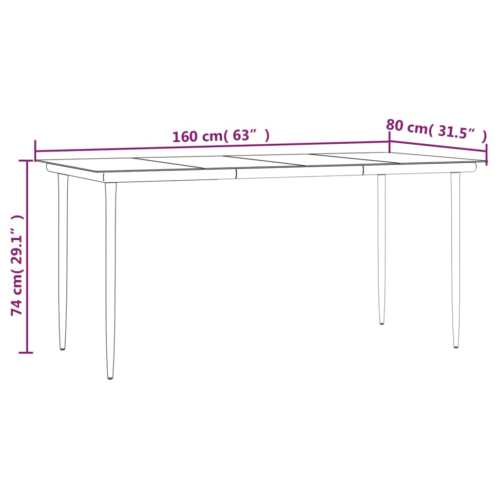 vidaXL 7 Piece Patio Dining Set Black - Weather-resistant and Sturdy