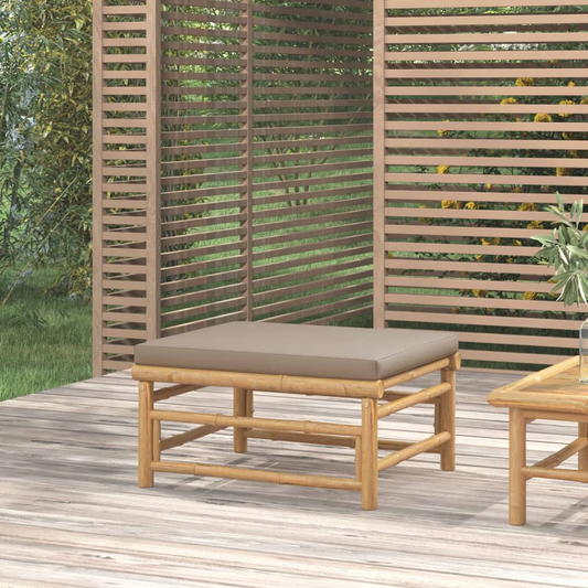 vidaXL Patio Footstool with Taupe Cushion Bamboo - Durable and Comfortable