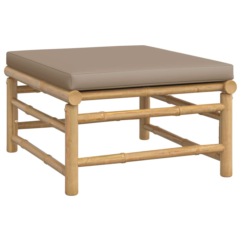 vidaXL Patio Footstool with Taupe Cushion Bamboo - Durable and Comfortable