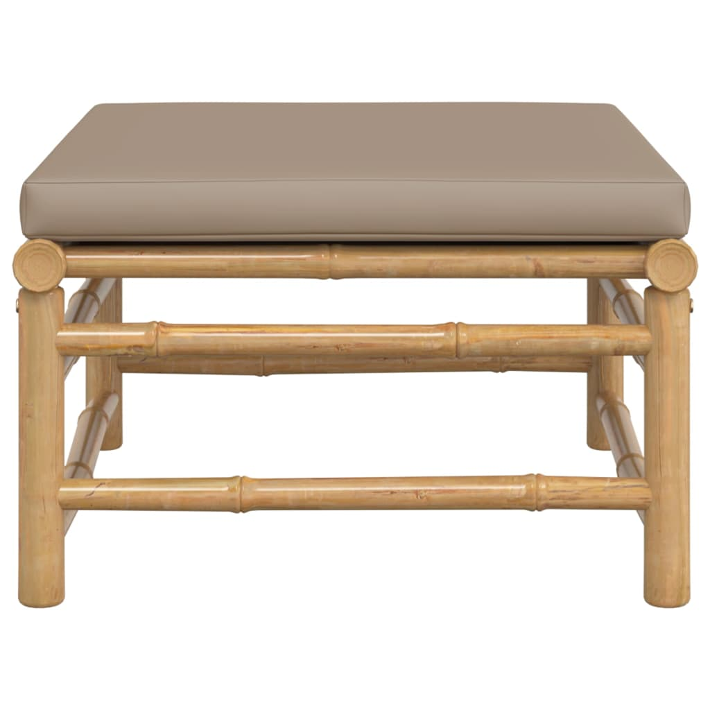 vidaXL Patio Footstool with Taupe Cushion Bamboo - Durable and Comfortable