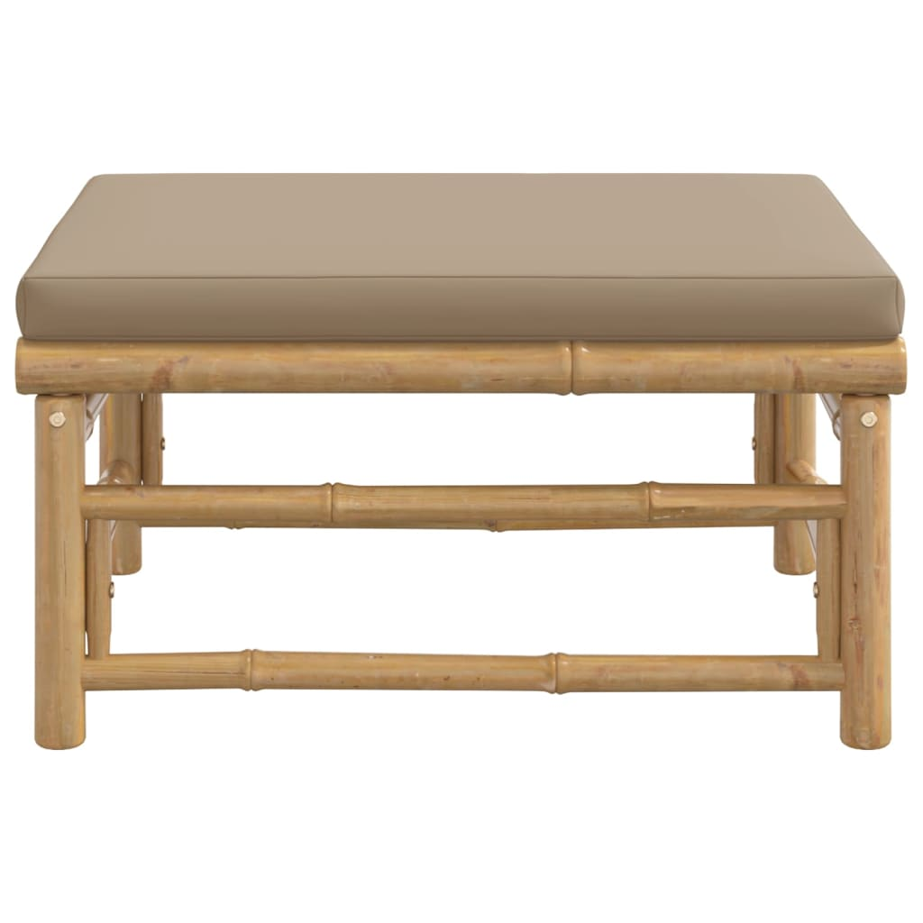 vidaXL Patio Footstool with Taupe Cushion Bamboo - Durable and Comfortable