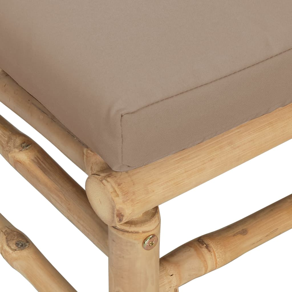 vidaXL Patio Footstool with Taupe Cushion Bamboo - Durable and Comfortable