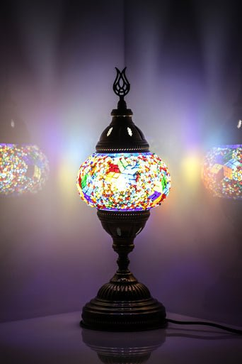 Turkish Mosaic Lamp Multicolor Separated Flowers Decorative Handmade Table Lamp