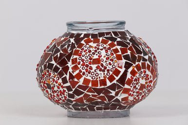 Turkish Mosaic Lamp Red Separated Circles Decorative Handmade Table Lamp