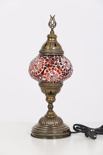 Turkish Mosaic Lamp Red Separated Circles Decorative Handmade Table Lamp