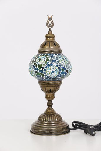 Turkish Mosaic Lamp Turquoise Separated Circles Decorative Handmade Table Lamp - Custom Moroccan Lamp Shades