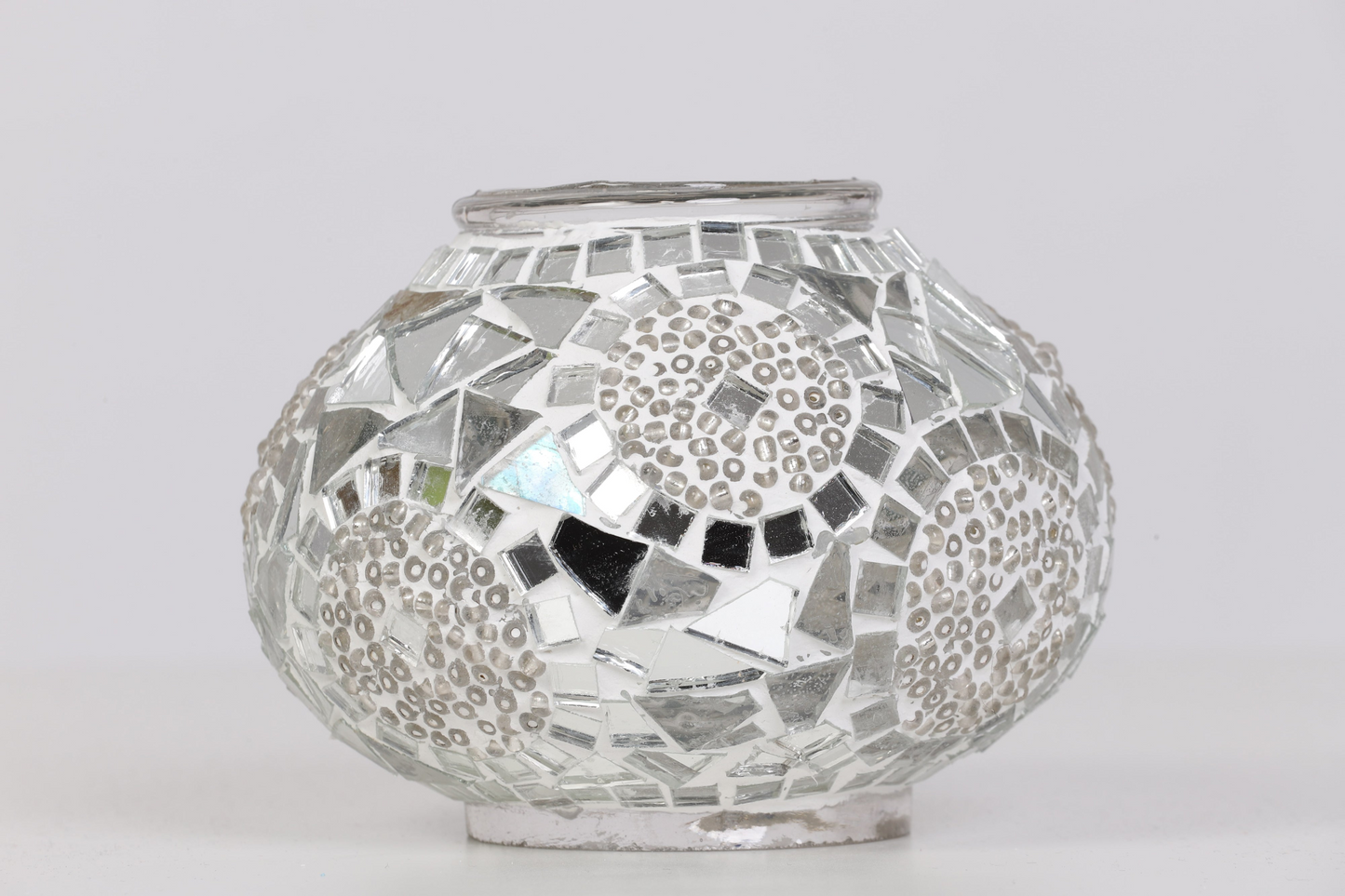 Turkish Mosaic Lamp White Separated Circles - Decorative Handmade Table Lamp - Unique Custom Moroccan Lamp Shades