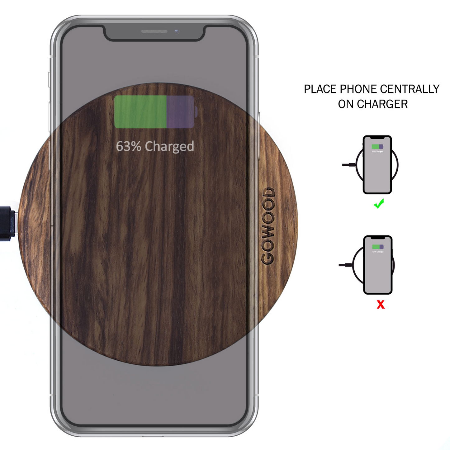 15W Fast Charge Zebra Wood Wireless Charger