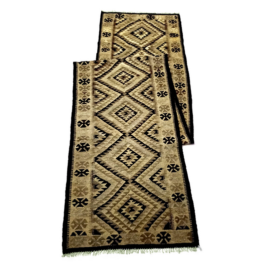 Geometric Handmade Brown Kilim Runner - Add Style and Elegance to Your Interiors