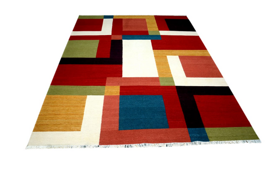 Handmade Black and White Kilim Rug | Woolen Carpet | Fybernots