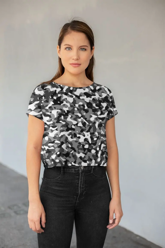 Snow Camouflage Pattern Plakat All-Over Print Crop Tee