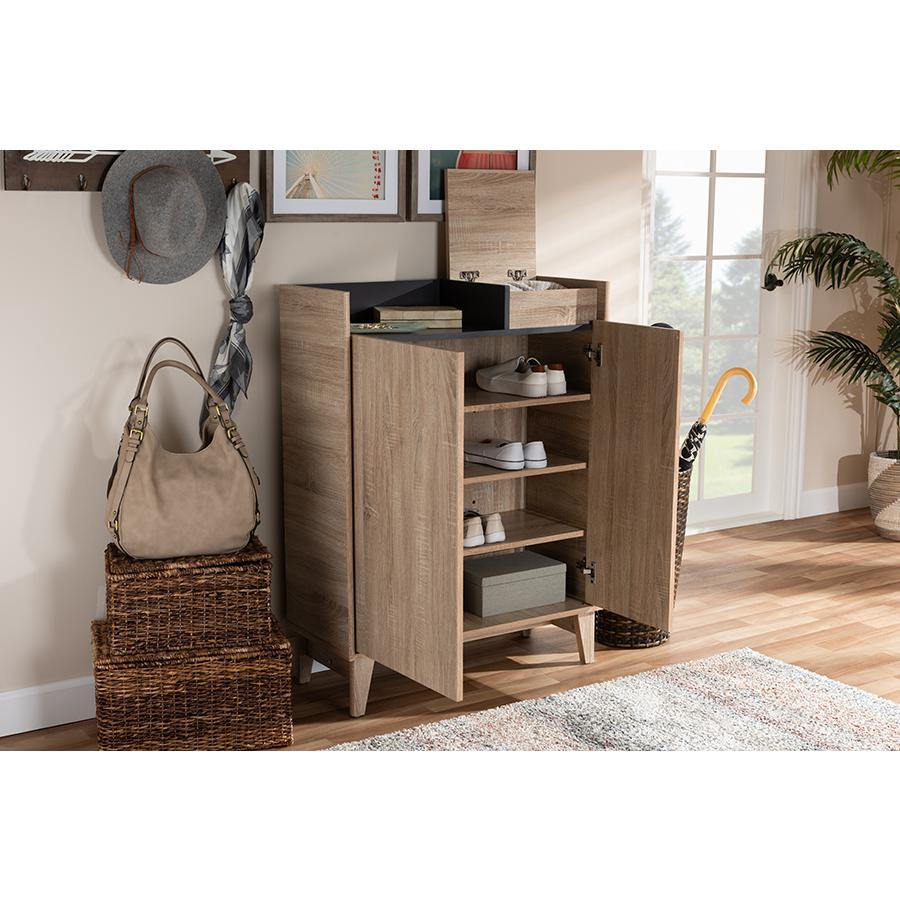 Dark Gray Entryway Shoe Cabinet with Lift-Top Storage Compartment