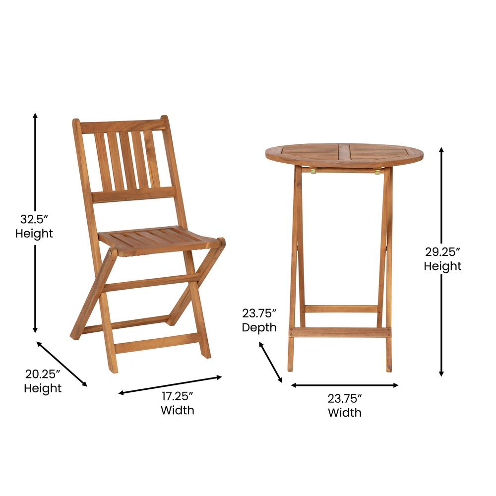 Martindale 3 Piece Folding Patio Bistro Set - Compact and Convenient Outdoor Seating