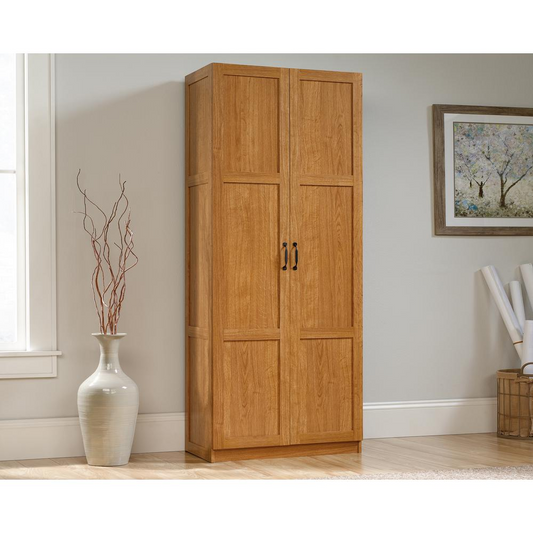 Storage Cabinet - 16 Deep Ho | Highland Oak Finish | Adjustable Shelves