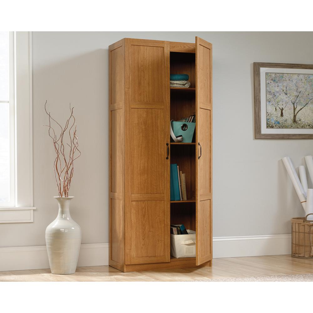 Storage Cabinet - 16 Deep Ho | Highland Oak Finish | Adjustable Shelves