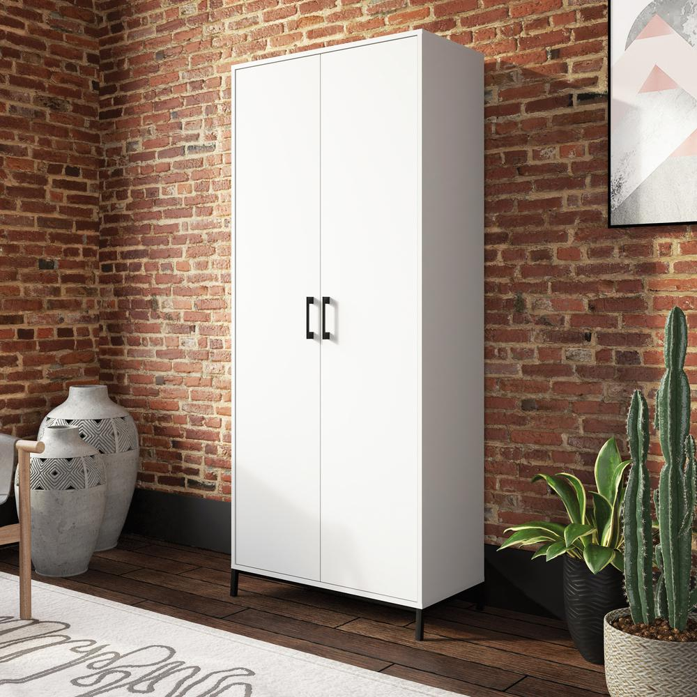 North Avenue Storage Cabinet - White | Ample Space, Adjustable Shelves, Sleek Design