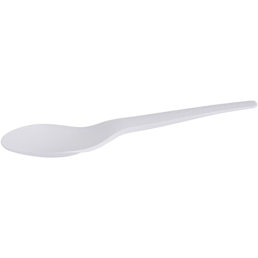 Eco-Products 6" Plantware High-heat Spoons - Disposable - Pearl White