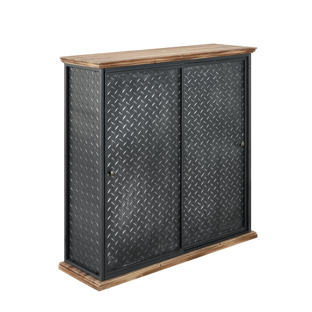 Barton Sliding Storage Cabinet - Industrial Metal Style, Hidden Storage for Any Room