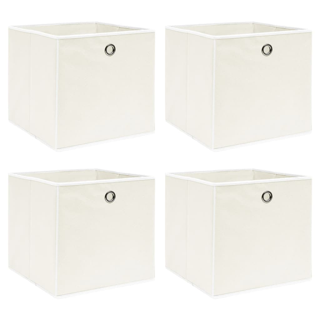 vidaXL Storage Boxes 4 pcs White 12.6"x12.6"x12.6" Fabric - Durable and Foldable Storage Solution