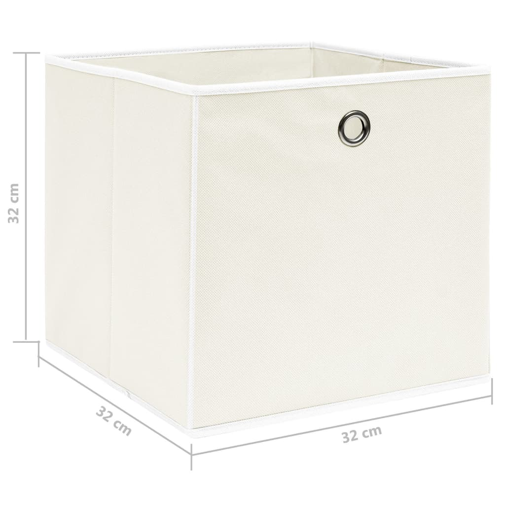 vidaXL Storage Boxes 4 pcs White 12.6"x12.6"x12.6" Fabric - Durable and Foldable Storage Solution