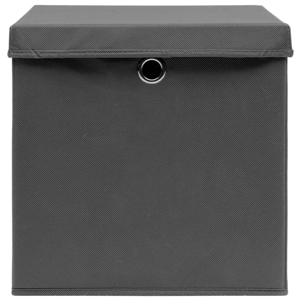 vidaXL Storage Boxes with Covers 4 pcs 11"x11"x11" Gray