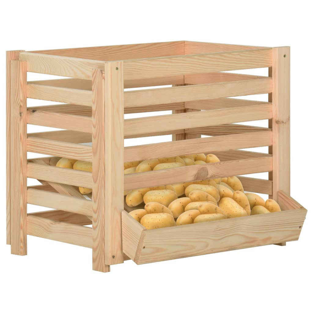 vidaXL Potato Box 23.6"x15.7"x19.7" Solid Wood Pine - Vegetable Storage Container