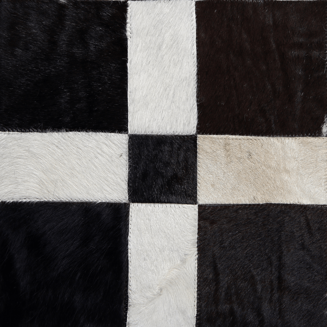 Leather Rug Cow Skin Small Square Pattern Patchwork Handmade With Genuine Leather